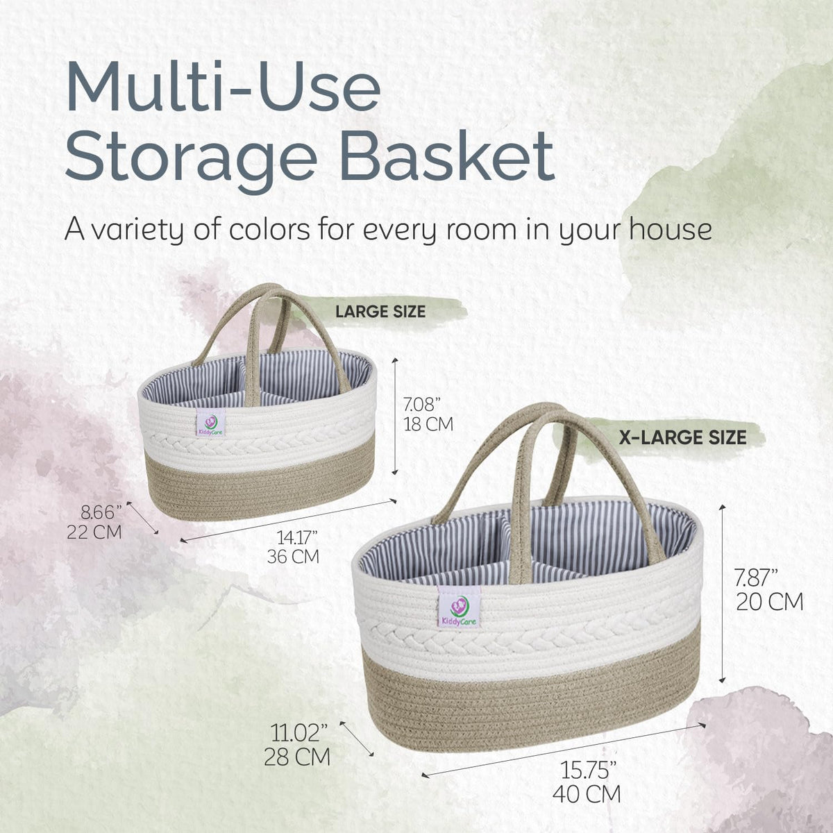 Diaper Caddy Organizer for Baby Nursery Basket with Handle Lid Nursing Caddy with Changing Table Organizer Cart Newborn Caddy Rosy (Floral Print) X-Large