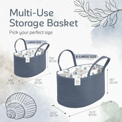 Diaper Caddy Organizer for Baby Nursery Basket with Handle Lid Nursing Caddy with Changing Table Organizer Cart Newborn Caddy Rosy (Floral Print) X-Large