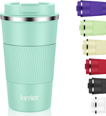 Travel Coffee Mug Spill Proof 12oz, Insulated Travel Mug to Go, Reusable Coffee Cup with Seal Lid, Vacuum Stainless Steel Tumbler for Hot/Cold Drinks (Red)