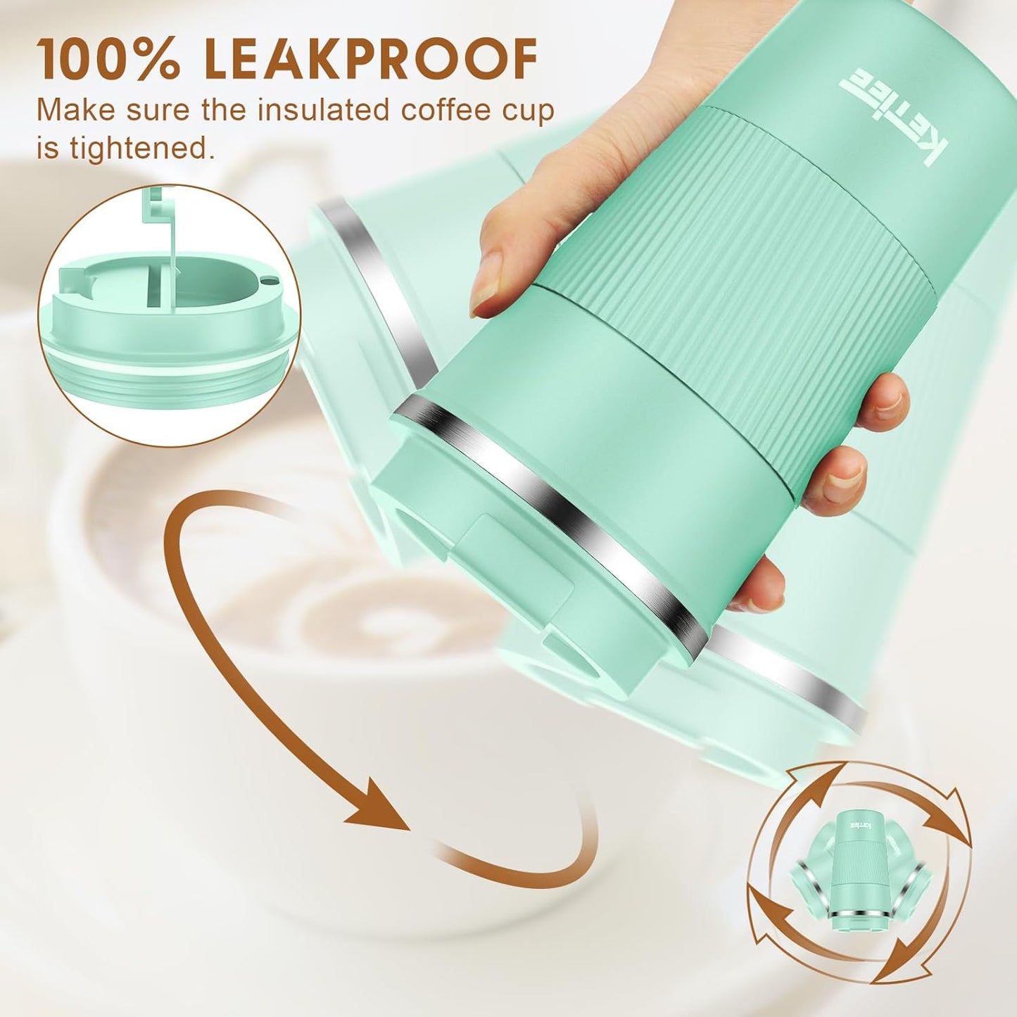 Travel Coffee Mug Spill Proof 12oz, Insulated Travel Mug to Go, Reusable Coffee Cup with Seal Lid, Vacuum Stainless Steel Tumbler for Hot/Cold Drinks (Red)