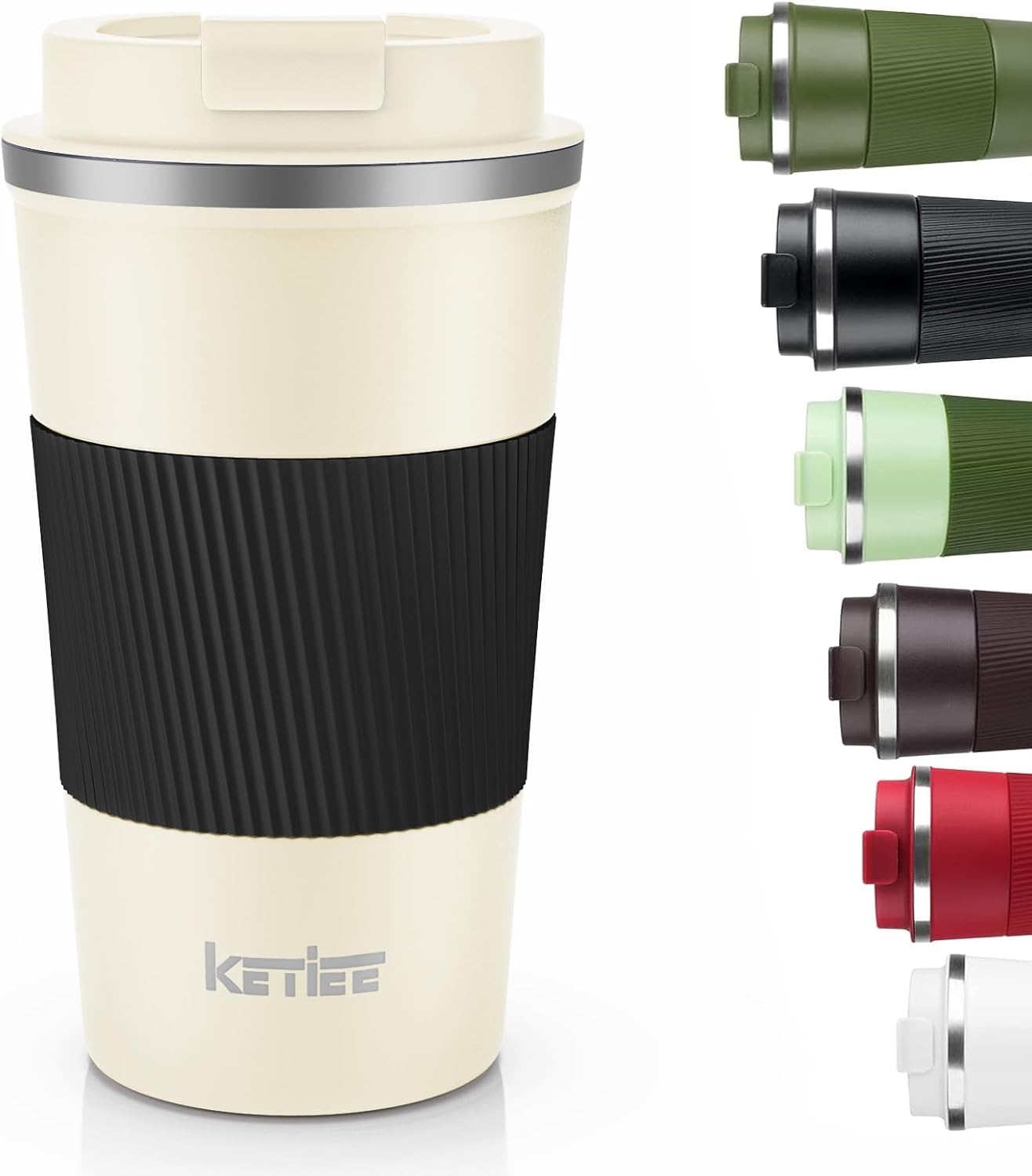 Travel Coffee Mug Spill Proof 12oz, Insulated Travel Mug to Go, Reusable Coffee Cup with Seal Lid, Vacuum Stainless Steel Tumbler for Hot/Cold Drinks (Red)