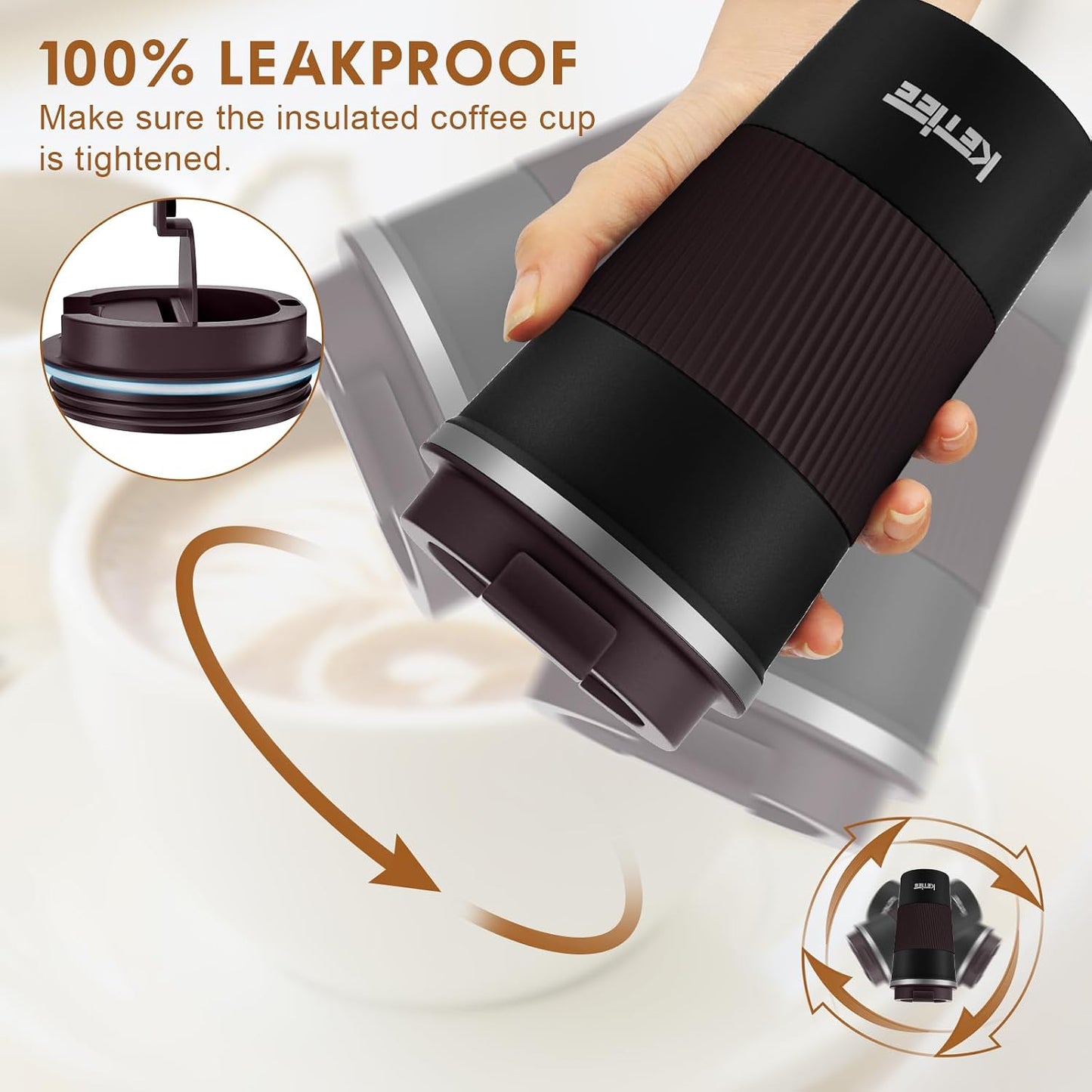 Travel Coffee Mug Spill Proof 12oz, Insulated Travel Mug to Go, Reusable Coffee Cup with Seal Lid, Vacuum Stainless Steel Tumbler for Hot/Cold Drinks (Red)