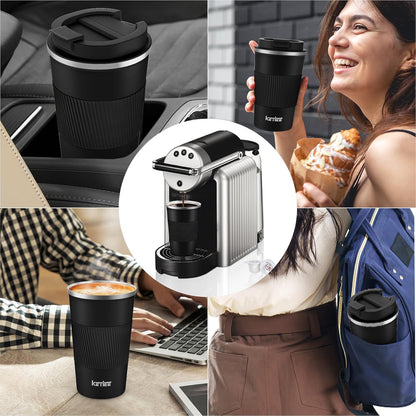 Travel Coffee Mug Spill Proof 12oz, Insulated Travel Mug to Go, Reusable Coffee Cup with Seal Lid, Vacuum Stainless Steel Tumbler for Hot/Cold Drinks (Red)