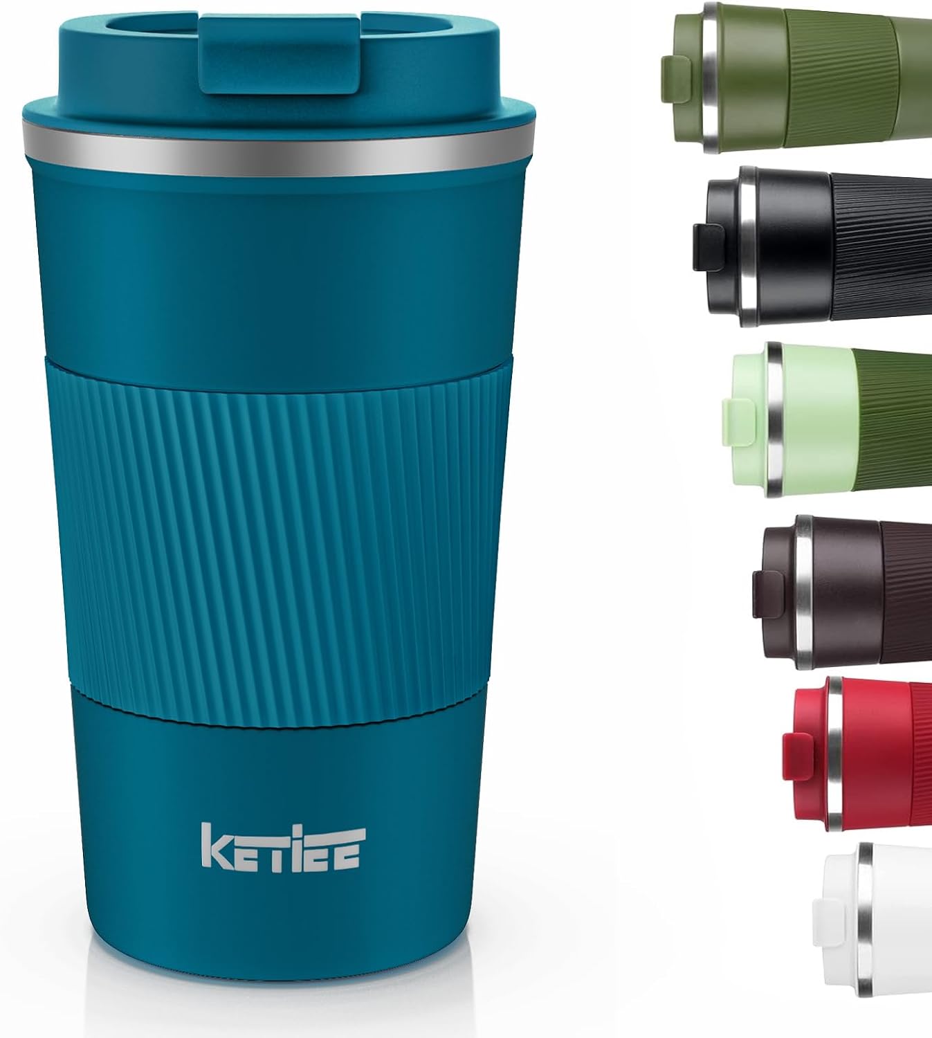 Travel Coffee Mug Spill Proof 12oz, Insulated Travel Mug to Go, Reusable Coffee Cup with Seal Lid, Vacuum Stainless Steel Tumbler for Hot/Cold Drinks (Red)