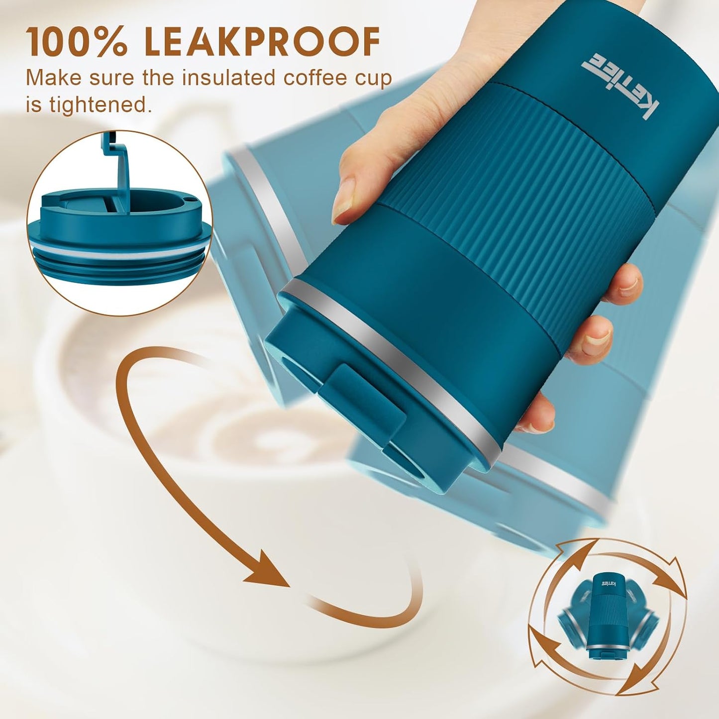 Travel Coffee Mug Spill Proof 12oz, Insulated Travel Mug to Go, Reusable Coffee Cup with Seal Lid, Vacuum Stainless Steel Tumbler for Hot/Cold Drinks (Red)