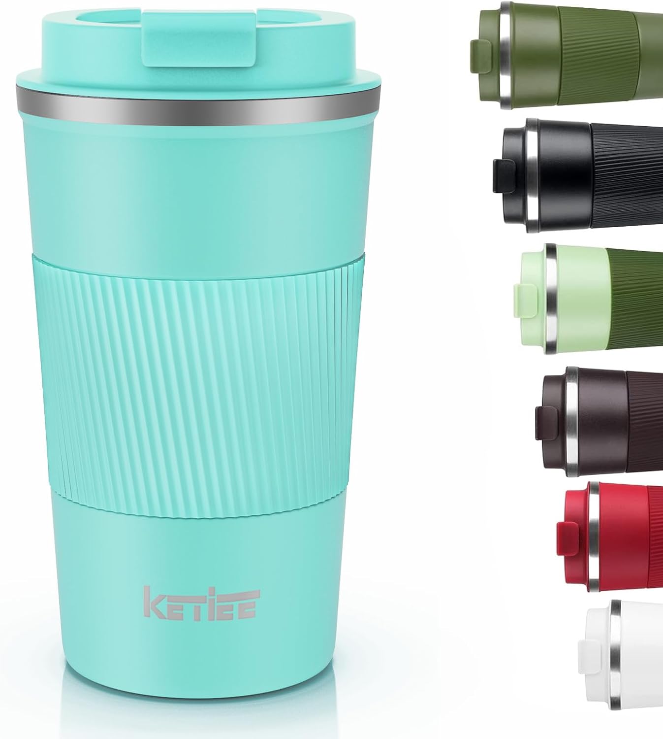 Travel Coffee Mug Spill Proof 12oz, Insulated Travel Mug to Go, Reusable Coffee Cup with Seal Lid, Vacuum Stainless Steel Tumbler for Hot/Cold Drinks (Red)