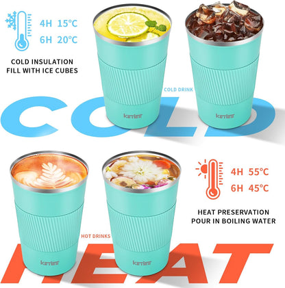 Travel Coffee Mug Spill Proof 12oz, Insulated Travel Mug to Go, Reusable Coffee Cup with Seal Lid, Vacuum Stainless Steel Tumbler for Hot/Cold Drinks (Red)