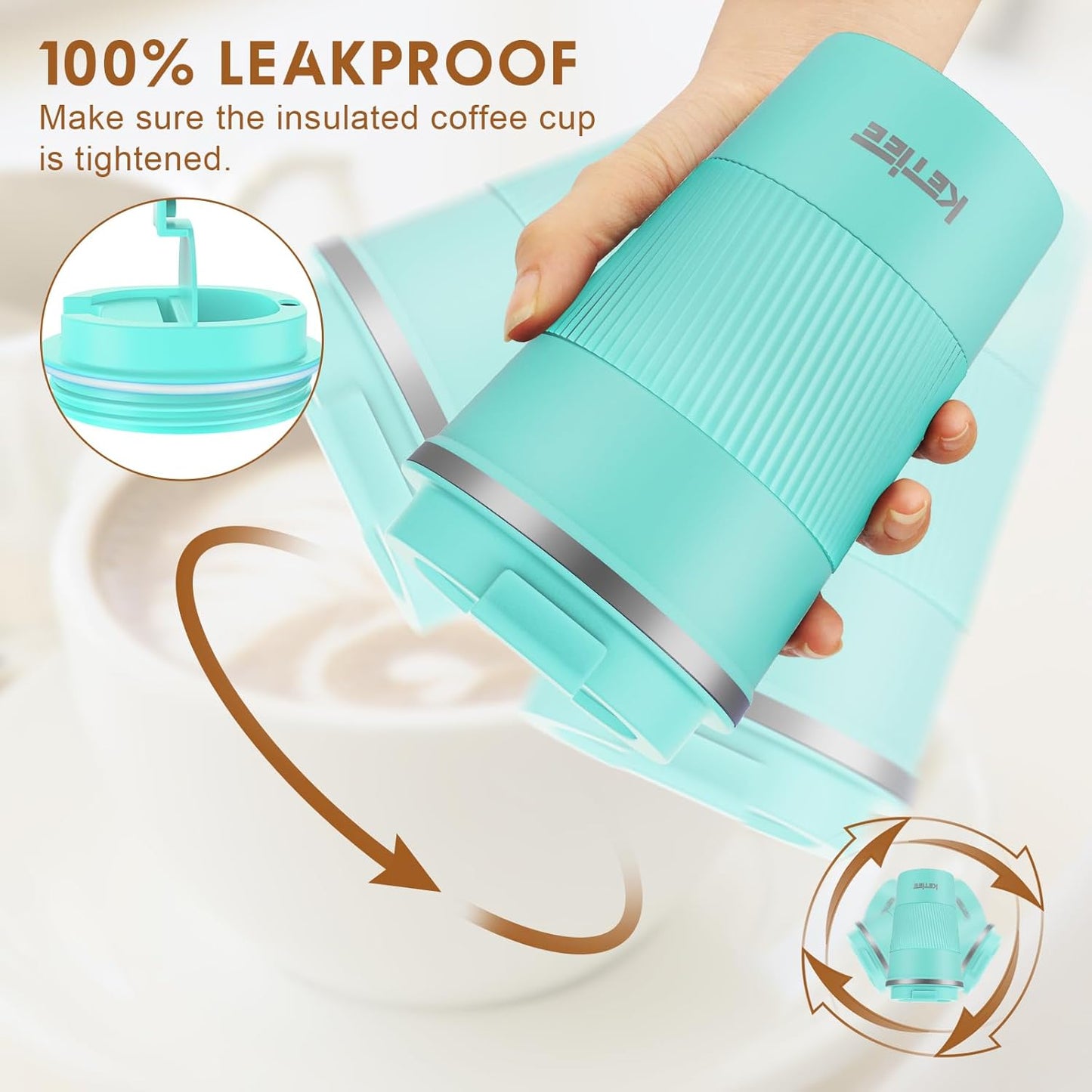Travel Coffee Mug Spill Proof 12oz, Insulated Travel Mug to Go, Reusable Coffee Cup with Seal Lid, Vacuum Stainless Steel Tumbler for Hot/Cold Drinks (Red)