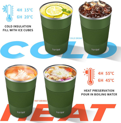 Travel Coffee Mug Spill Proof 12oz, Insulated Travel Mug to Go, Reusable Coffee Cup with Seal Lid, Vacuum Stainless Steel Tumbler for Hot/Cold Drinks (Red)
