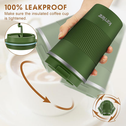 Travel Coffee Mug Spill Proof 12oz, Insulated Travel Mug to Go, Reusable Coffee Cup with Seal Lid, Vacuum Stainless Steel Tumbler for Hot/Cold Drinks (Red)