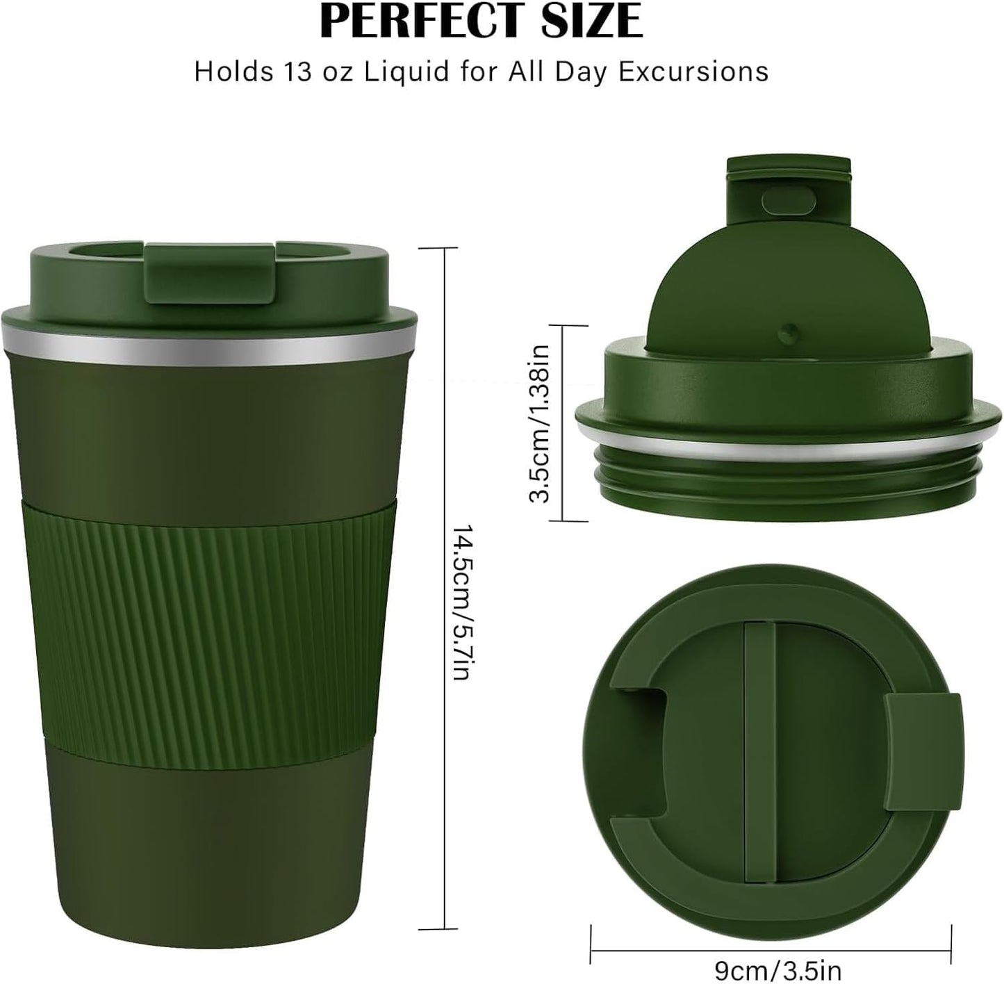 Travel Coffee Mug Spill Proof 12oz, Insulated Travel Mug to Go, Reusable Coffee Cup with Seal Lid, Vacuum Stainless Steel Tumbler for Hot/Cold Drinks (Red)