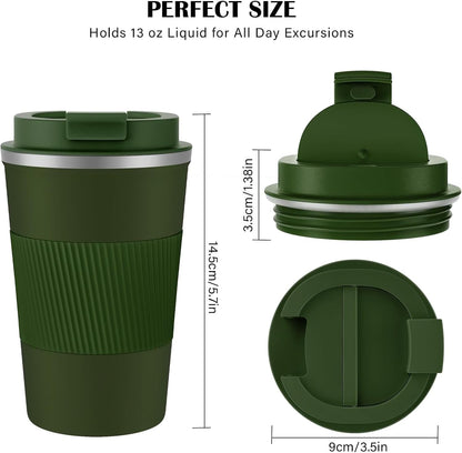 Travel Coffee Mug Spill Proof 12oz, Insulated Travel Mug to Go, Reusable Coffee Cup with Seal Lid, Vacuum Stainless Steel Tumbler for Hot/Cold Drinks (Red)