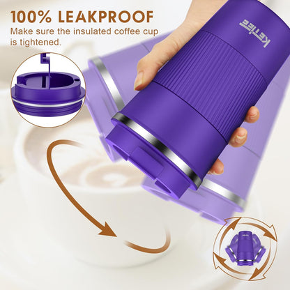 Travel Coffee Mug Spill Proof 12oz, Insulated Travel Mug to Go, Reusable Coffee Cup with Seal Lid, Vacuum Stainless Steel Tumbler for Hot/Cold Drinks (Red)