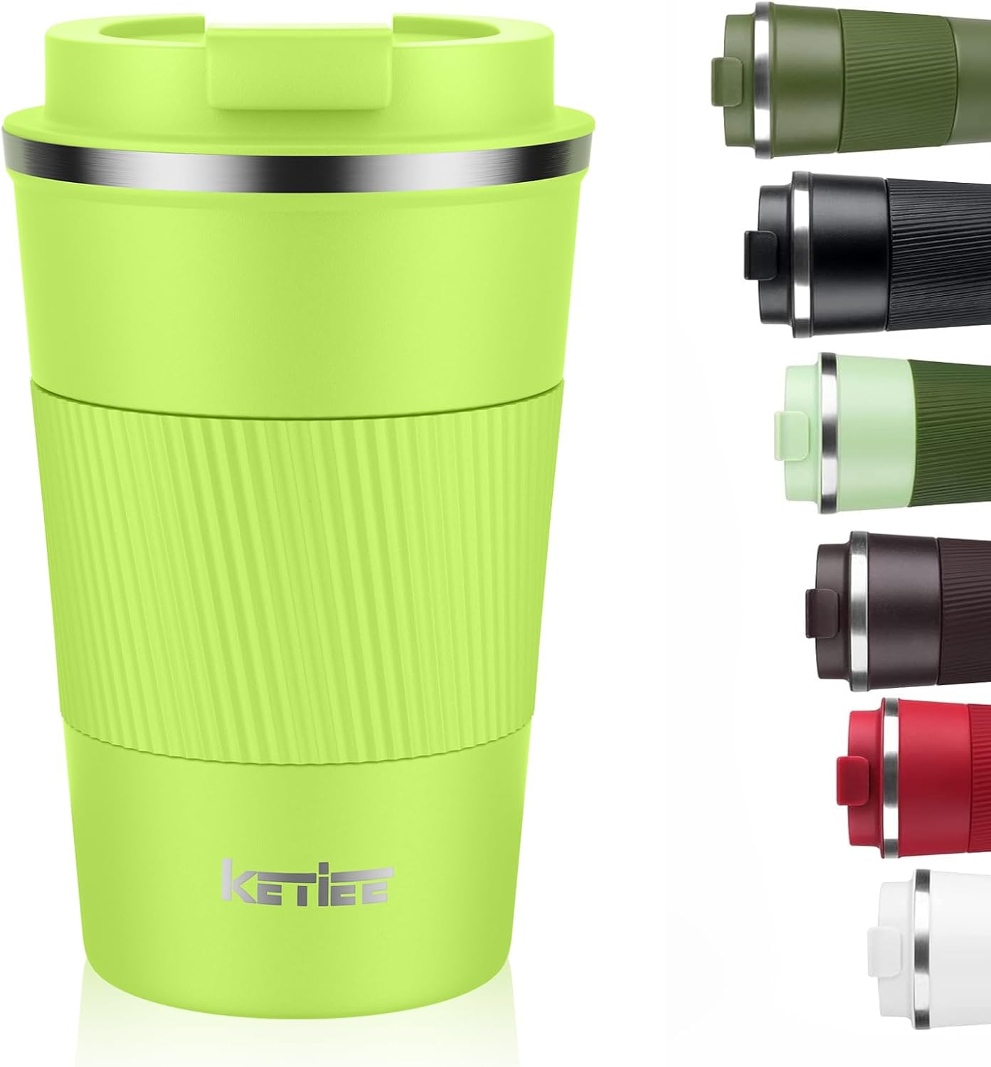 Travel Coffee Mug Spill Proof 12oz, Insulated Travel Mug to Go, Reusable Coffee Cup with Seal Lid, Vacuum Stainless Steel Tumbler for Hot/Cold Drinks (Red)