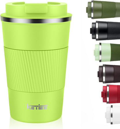 Travel Coffee Mug Spill Proof 12oz, Insulated Travel Mug to Go, Reusable Coffee Cup with Seal Lid, Vacuum Stainless Steel Tumbler for Hot/Cold Drinks (Red)