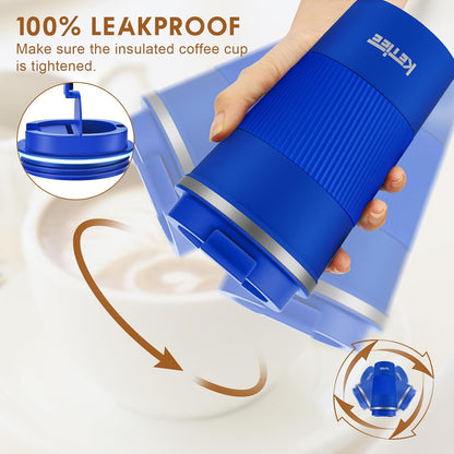Travel Coffee Mug Spill Proof 12oz, Insulated Travel Mug to Go, Reusable Coffee Cup with Seal Lid, Vacuum Stainless Steel Tumbler for Hot/Cold Drinks (Red)