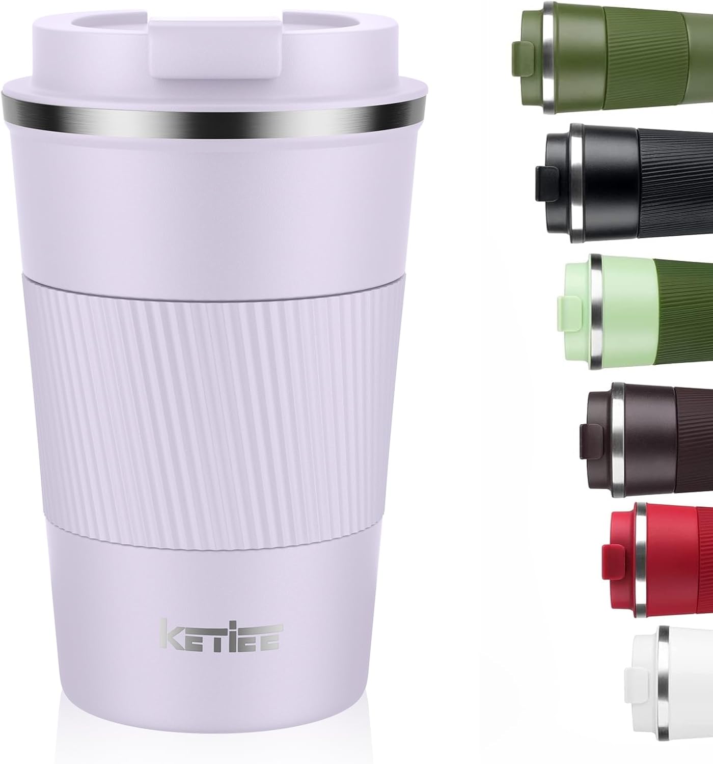 Travel Coffee Mug Spill Proof 12oz, Insulated Travel Mug to Go, Reusable Coffee Cup with Seal Lid, Vacuum Stainless Steel Tumbler for Hot/Cold Drinks (Red)
