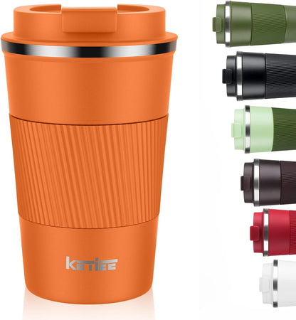 Travel Coffee Mug Spill Proof 12oz, Insulated Travel Mug to Go, Reusable Coffee Cup with Seal Lid, Vacuum Stainless Steel Tumbler for Hot/Cold Drinks (Red)