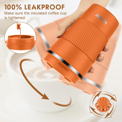 Travel Coffee Mug Spill Proof 12oz, Insulated Travel Mug to Go, Reusable Coffee Cup with Seal Lid, Vacuum Stainless Steel Tumbler for Hot/Cold Drinks (Red)