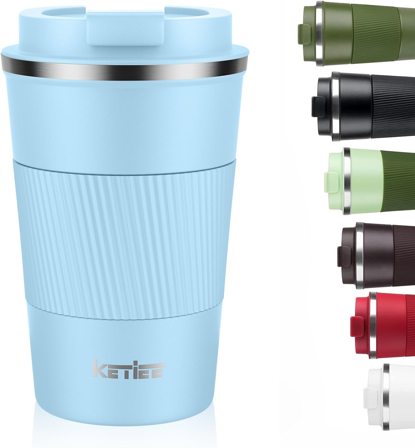 Travel Coffee Mug Spill Proof 12oz, Insulated Travel Mug to Go, Reusable Coffee Cup with Seal Lid, Vacuum Stainless Steel Tumbler for Hot/Cold Drinks (Red)