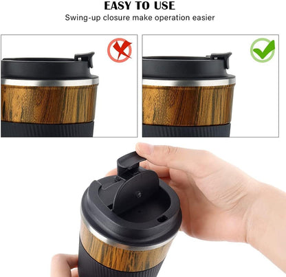 Travel Coffee Mug Spill Proof 12oz, Insulated Travel Mug to Go, Reusable Coffee Cup with Seal Lid, Vacuum Stainless Steel Tumbler for Hot/Cold Drinks (Red)
