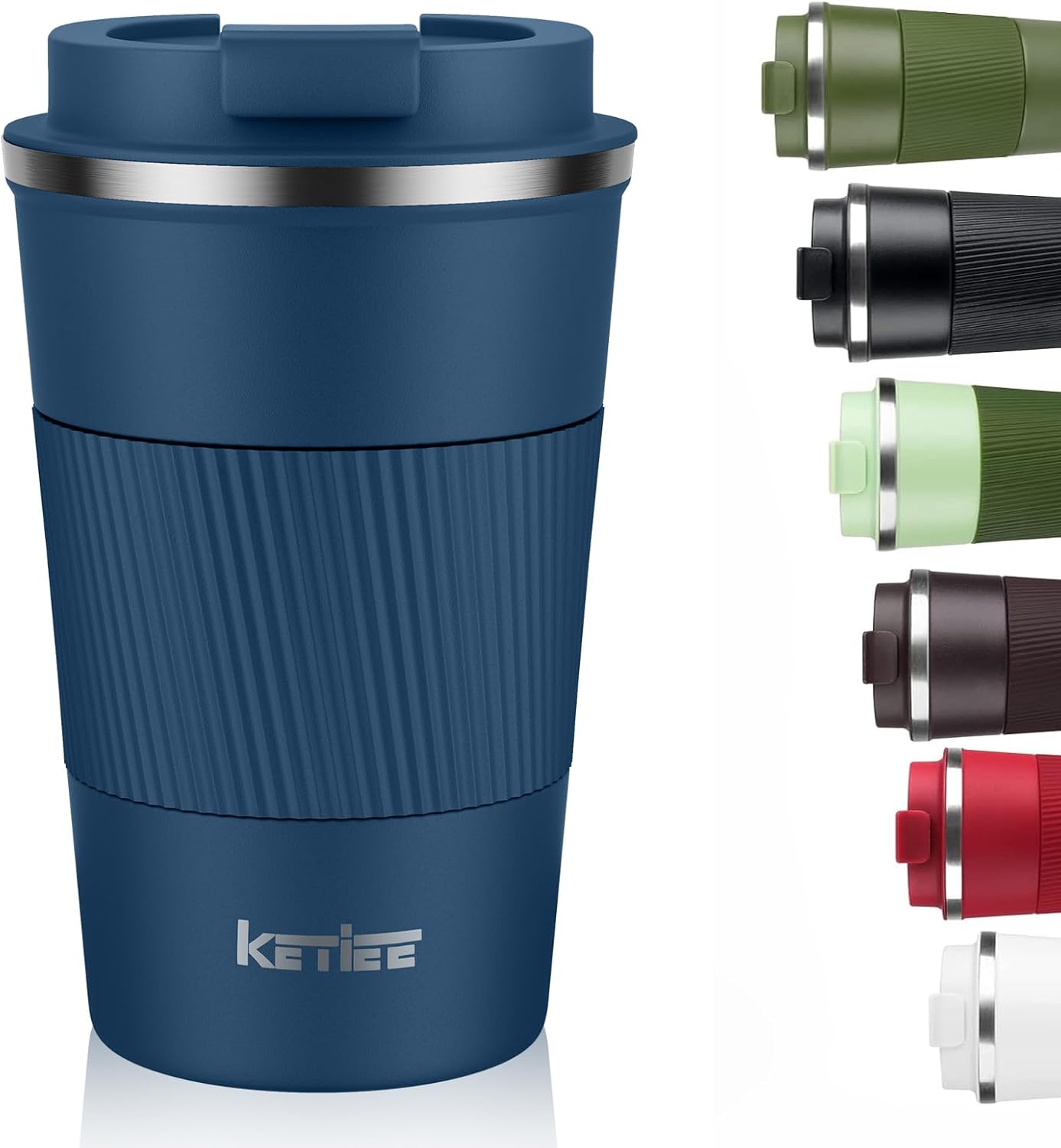 Travel Coffee Mug Spill Proof 12oz, Insulated Travel Mug to Go, Reusable Coffee Cup with Seal Lid, Vacuum Stainless Steel Tumbler for Hot/Cold Drinks (Red)