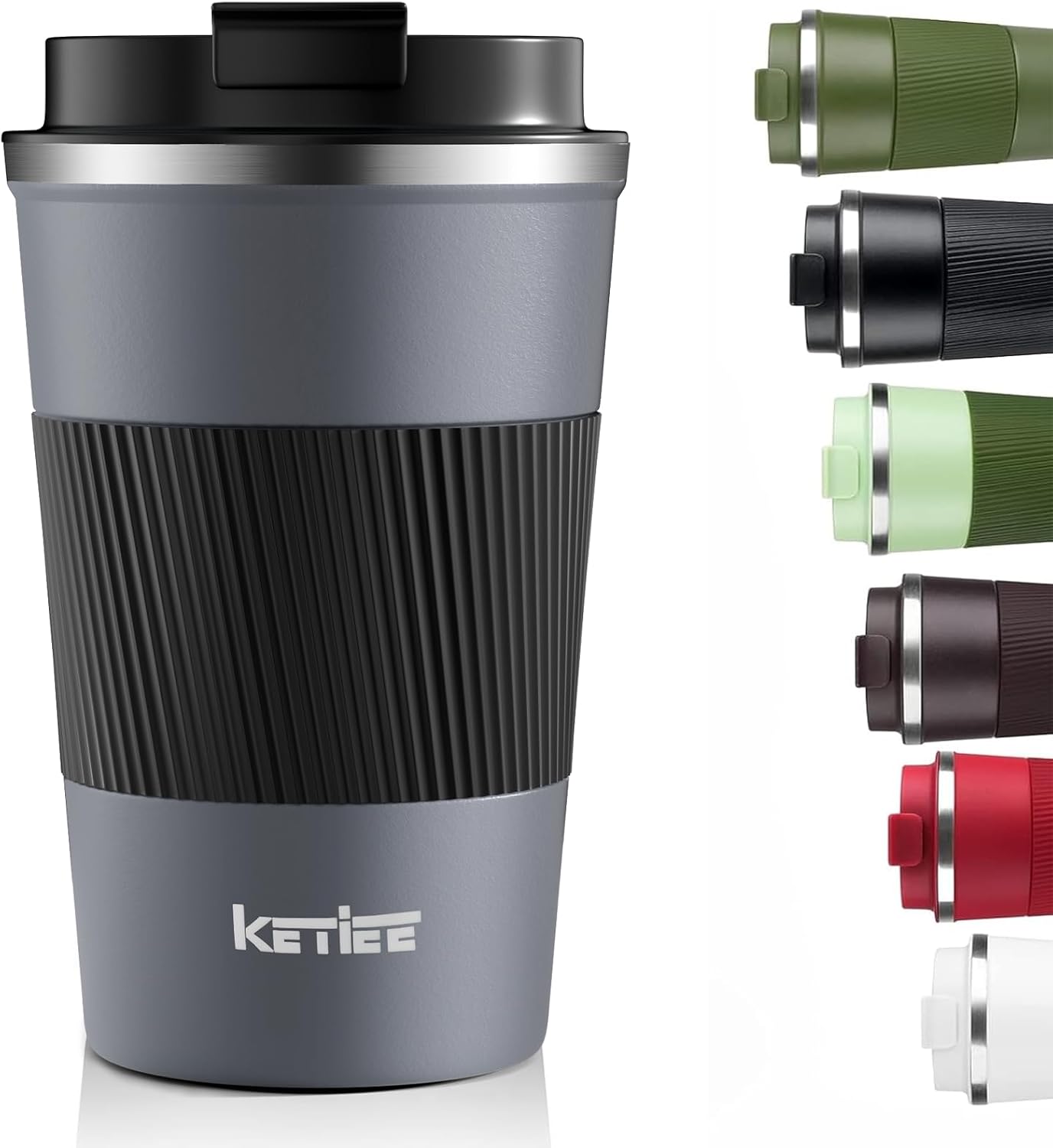 Travel Coffee Mug Spill Proof 12oz, Insulated Travel Mug to Go, Reusable Coffee Cup with Seal Lid, Vacuum Stainless Steel Tumbler for Hot/Cold Drinks (Red)