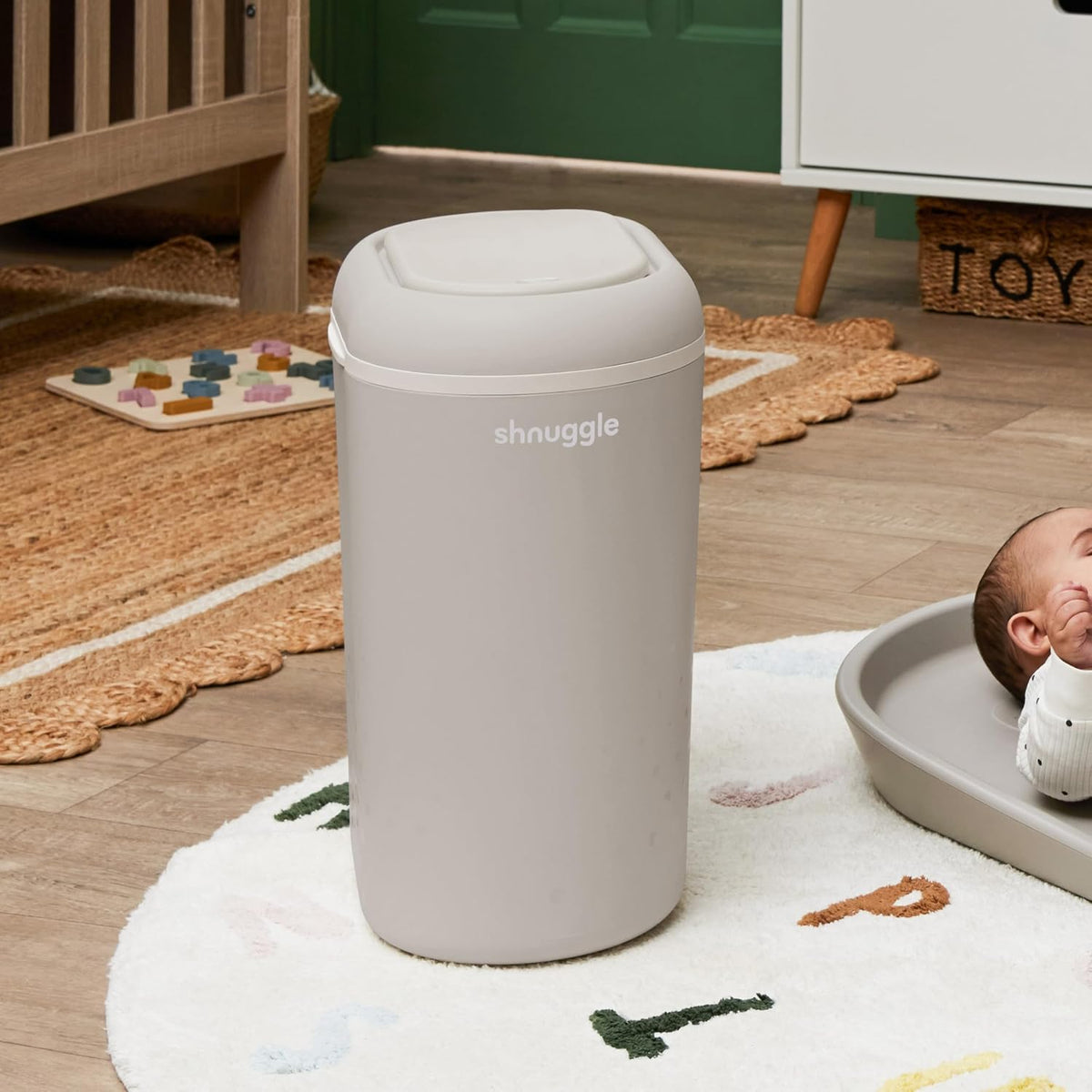 Eco-Touch Baby Nappy Diaper Bin - Odor Lock Airlock, No Costly Refills, 10L Capacity, Recyclable, Use Any Bag - Taupe Nursery Diaper Pail