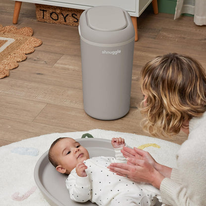 Eco-Touch Baby Nappy Diaper Bin - Odor Lock Airlock, No Costly Refills, 10L Capacity, Recyclable, Use Any Bag - Taupe Nursery Diaper Pail