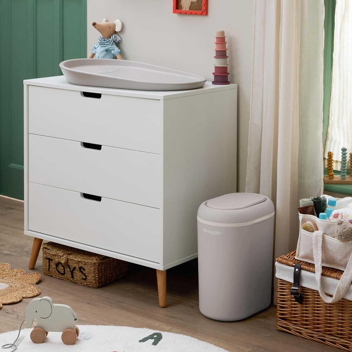 Eco-Touch Baby Nappy Diaper Bin - Odor Lock Airlock, No Costly Refills, 10L Capacity, Recyclable, Use Any Bag - Taupe Nursery Diaper Pail