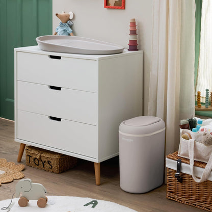 Eco-Touch Baby Nappy Diaper Bin - Odor Lock Airlock, No Costly Refills, 10L Capacity, Recyclable, Use Any Bag - Taupe Nursery Diaper Pail
