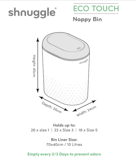 Eco-Touch Baby Nappy Diaper Bin - Odor Lock Airlock, No Costly Refills, 10L Capacity, Recyclable, Use Any Bag - Taupe Nursery Diaper Pail