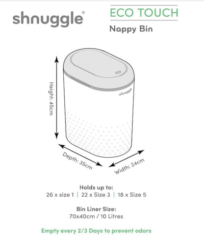 Eco-Touch Baby Nappy Diaper Bin - Odor Lock Airlock, No Costly Refills, 10L Capacity, Recyclable, Use Any Bag - Taupe Nursery Diaper Pail