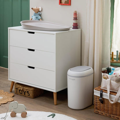 Eco-Touch Baby Nappy Diaper Bin - Odor Lock Airlock, No Costly Refills, 10L Capacity, Recyclable, Use Any Bag - Taupe Nursery Diaper Pail