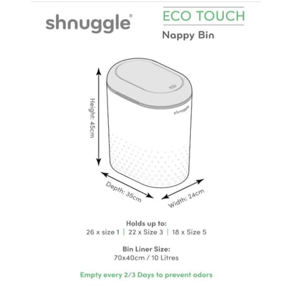 Eco-Touch Baby Nappy Diaper Bin - Odor Lock Airlock, No Costly Refills, 10L Capacity, Recyclable, Use Any Bag - Taupe Nursery Diaper Pail