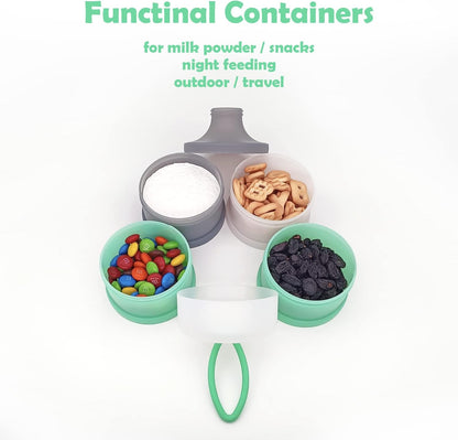 Baby Formula Dispenser, Portable Milk Powder Dispenser Container, Baby Feeding Travel Storage Container, Non-Spill Stackable Baby Snack Storage Container, BPA Free, 4 Compartments, 2 Packs