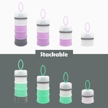 Baby Formula Dispenser, Portable Milk Powder Dispenser Container, Baby Feeding Travel Storage Container, Non-Spill Stackable Baby Snack Storage Container, BPA Free, 4 Compartments, 2 Packs