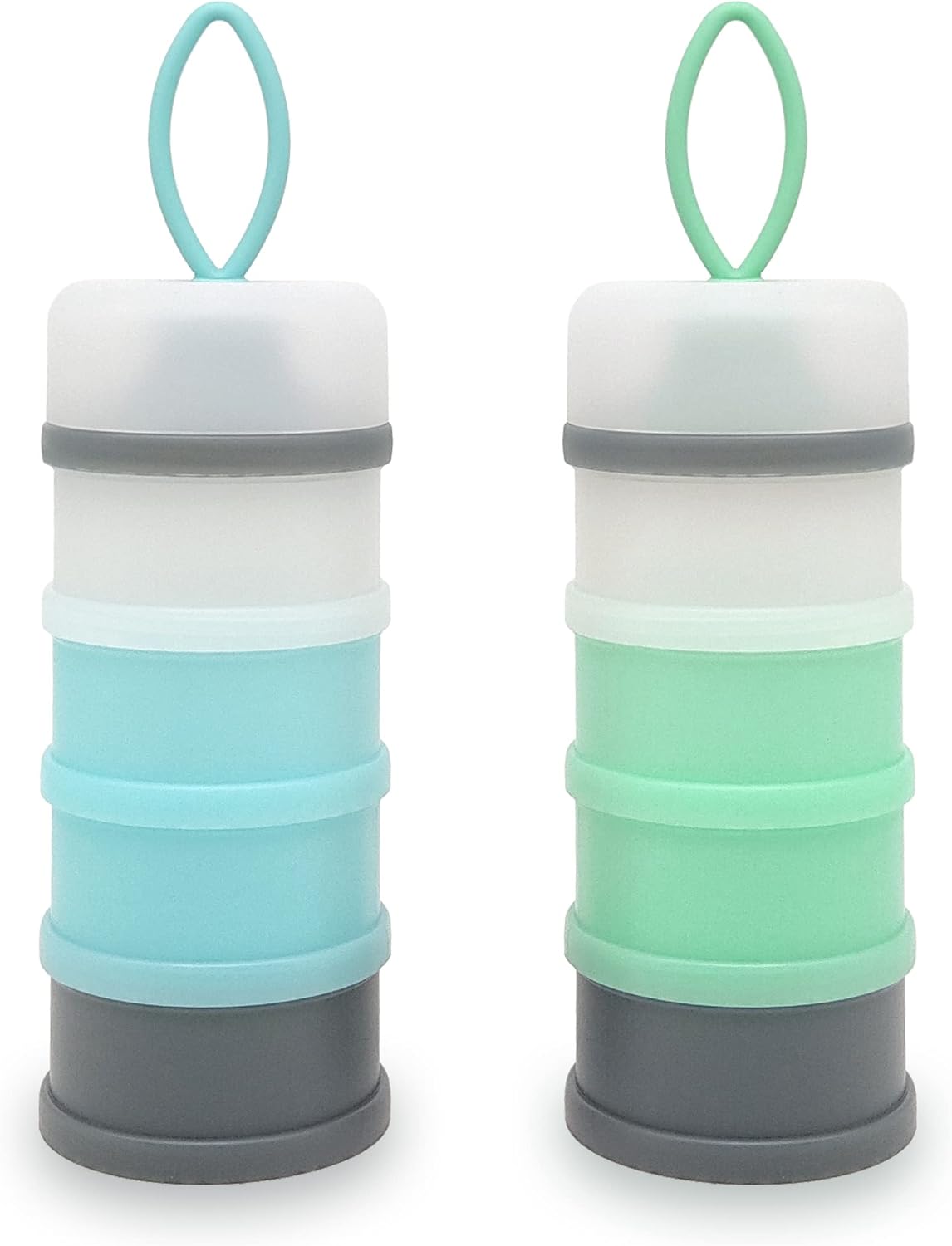 Baby Formula Dispenser, Portable Milk Powder Dispenser Container, Baby Feeding Travel Storage Container, Non-Spill Stackable Baby Snack Storage Container, BPA Free, 4 Compartments, 2 Packs