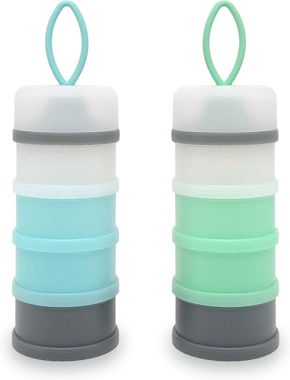 Baby Formula Dispenser, Portable Milk Powder Dispenser Container, Baby Feeding Travel Storage Container, Non-Spill Stackable Baby Snack Storage Container, BPA Free, 4 Compartments, 2 Packs