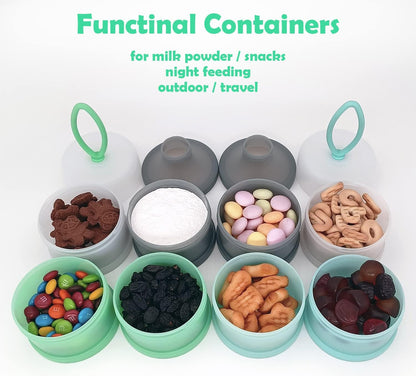 Baby Formula Dispenser, Portable Milk Powder Dispenser Container, Baby Feeding Travel Storage Container, Non-Spill Stackable Baby Snack Storage Container, BPA Free, 4 Compartments, 2 Packs