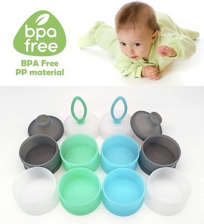 Baby Formula Dispenser, Portable Milk Powder Dispenser Container, Baby Feeding Travel Storage Container, Non-Spill Stackable Baby Snack Storage Container, BPA Free, 4 Compartments, 2 Packs