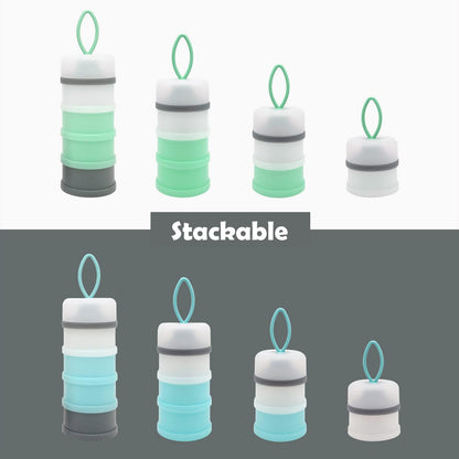 Baby Formula Dispenser, Portable Milk Powder Dispenser Container, Baby Feeding Travel Storage Container, Non-Spill Stackable Baby Snack Storage Container, BPA Free, 4 Compartments, 2 Packs