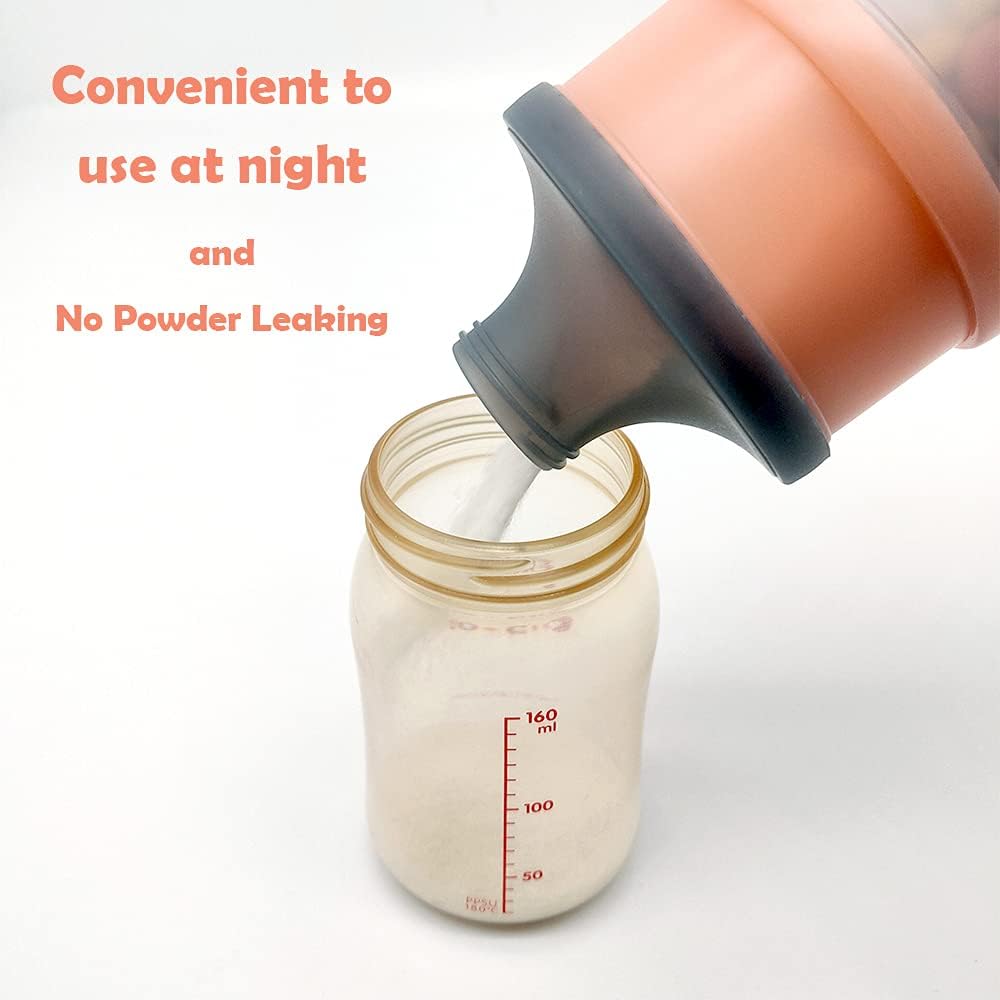 Baby Formula Dispenser, Portable Milk Powder Dispenser Container, Baby Feeding Travel Storage Container, Non-Spill Stackable Baby Snack Storage Container, BPA Free, 4 Compartments, 2 Packs