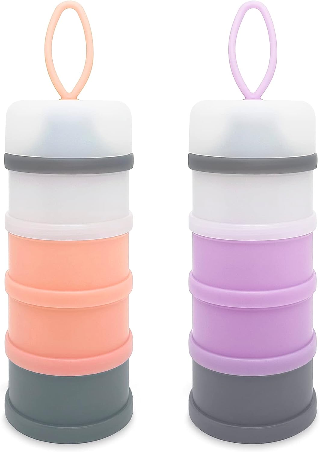 Baby Formula Dispenser, Portable Milk Powder Dispenser Container, Baby Feeding Travel Storage Container, Non-Spill Stackable Baby Snack Storage Container, BPA Free, 4 Compartments, 2 Packs