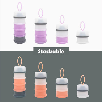 Baby Formula Dispenser, Portable Milk Powder Dispenser Container, Baby Feeding Travel Storage Container, Non-Spill Stackable Baby Snack Storage Container, BPA Free, 4 Compartments, 2 Packs