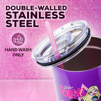 Betty Boop Core Cute Pose, Stainless Steel Tumbler, 40oz | Sitting, Hearts and Dots, Straw Cover Cap, Handle, Lid, Double Walled, Fits in Cup Holder, 1.18 Liters - Colors B