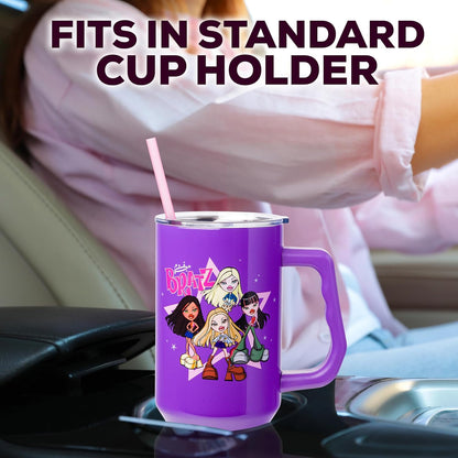 Betty Boop Core Cute Pose, Stainless Steel Tumbler, 40oz | Sitting, Hearts and Dots, Straw Cover Cap, Handle, Lid, Double Walled, Fits in Cup Holder, 1.18 Liters - Colors B