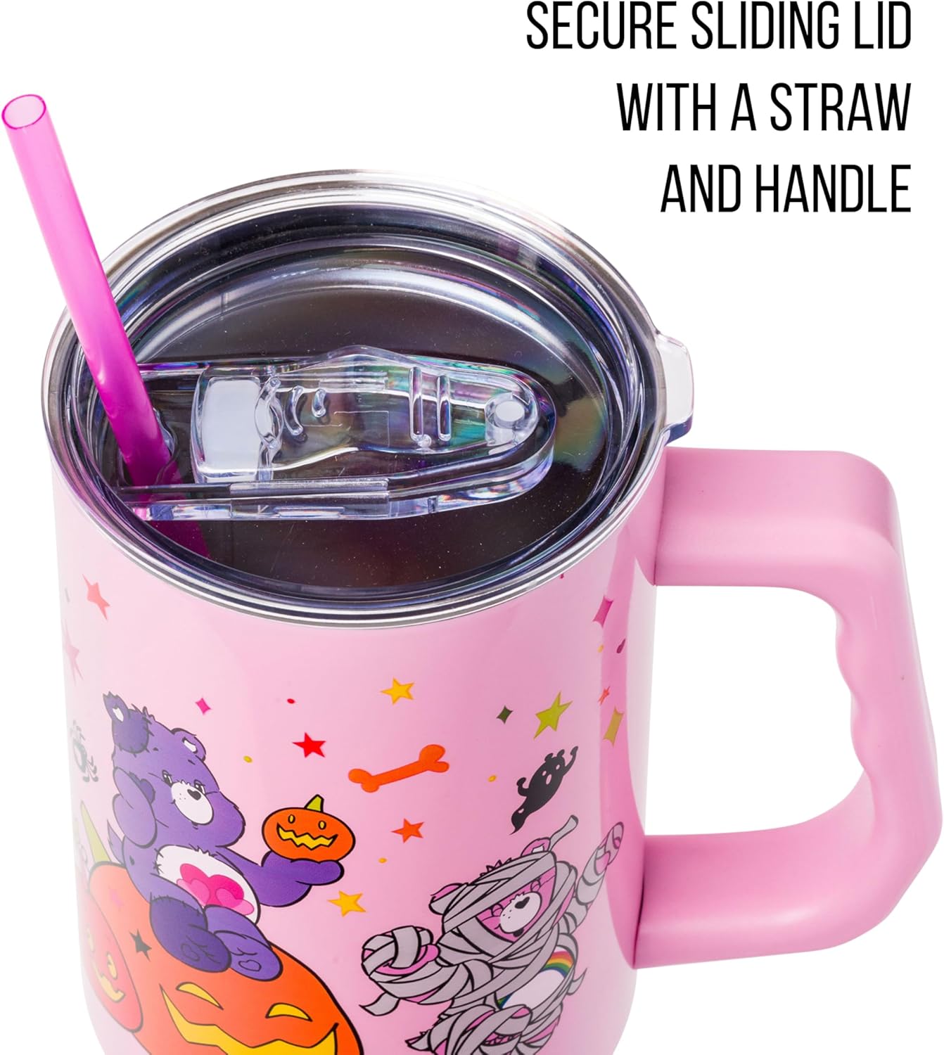 Betty Boop Core Cute Pose, Stainless Steel Tumbler, 40oz | Sitting, Hearts and Dots, Straw Cover Cap, Handle, Lid, Double Walled, Fits in Cup Holder, 1.18 Liters - Colors B