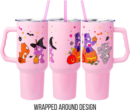 Betty Boop Core Cute Pose, Stainless Steel Tumbler, 40oz | Sitting, Hearts and Dots, Straw Cover Cap, Handle, Lid, Double Walled, Fits in Cup Holder, 1.18 Liters - Colors B