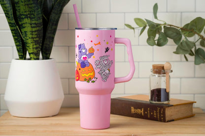 Betty Boop Core Cute Pose, Stainless Steel Tumbler, 40oz | Sitting, Hearts and Dots, Straw Cover Cap, Handle, Lid, Double Walled, Fits in Cup Holder, 1.18 Liters - Colors B